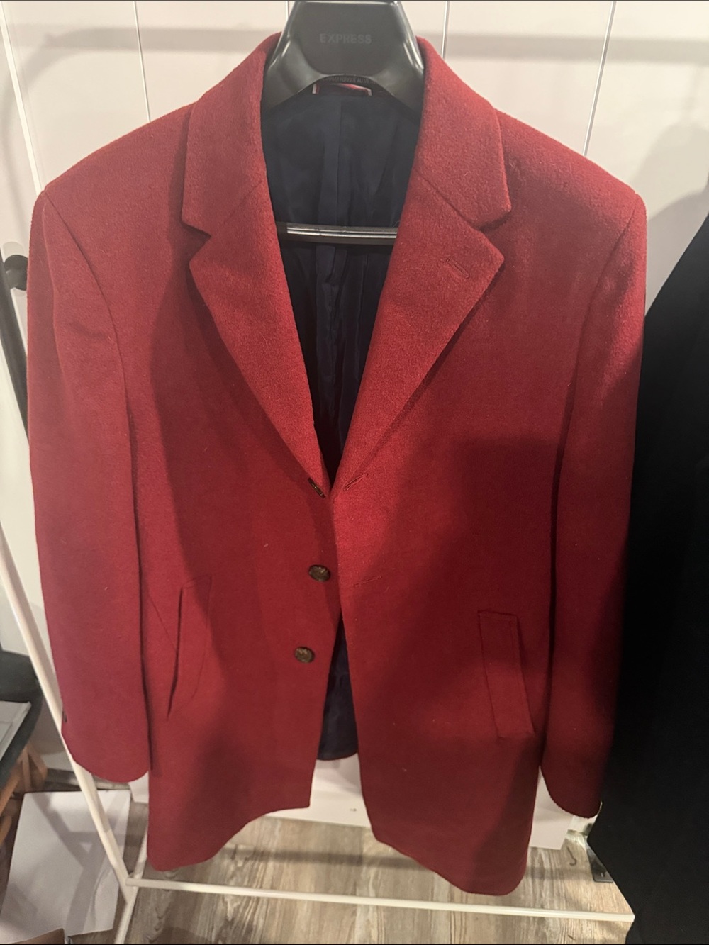 Tommy Hilfiger Maroon/Red Single-Breasted 3/4 Over Coat